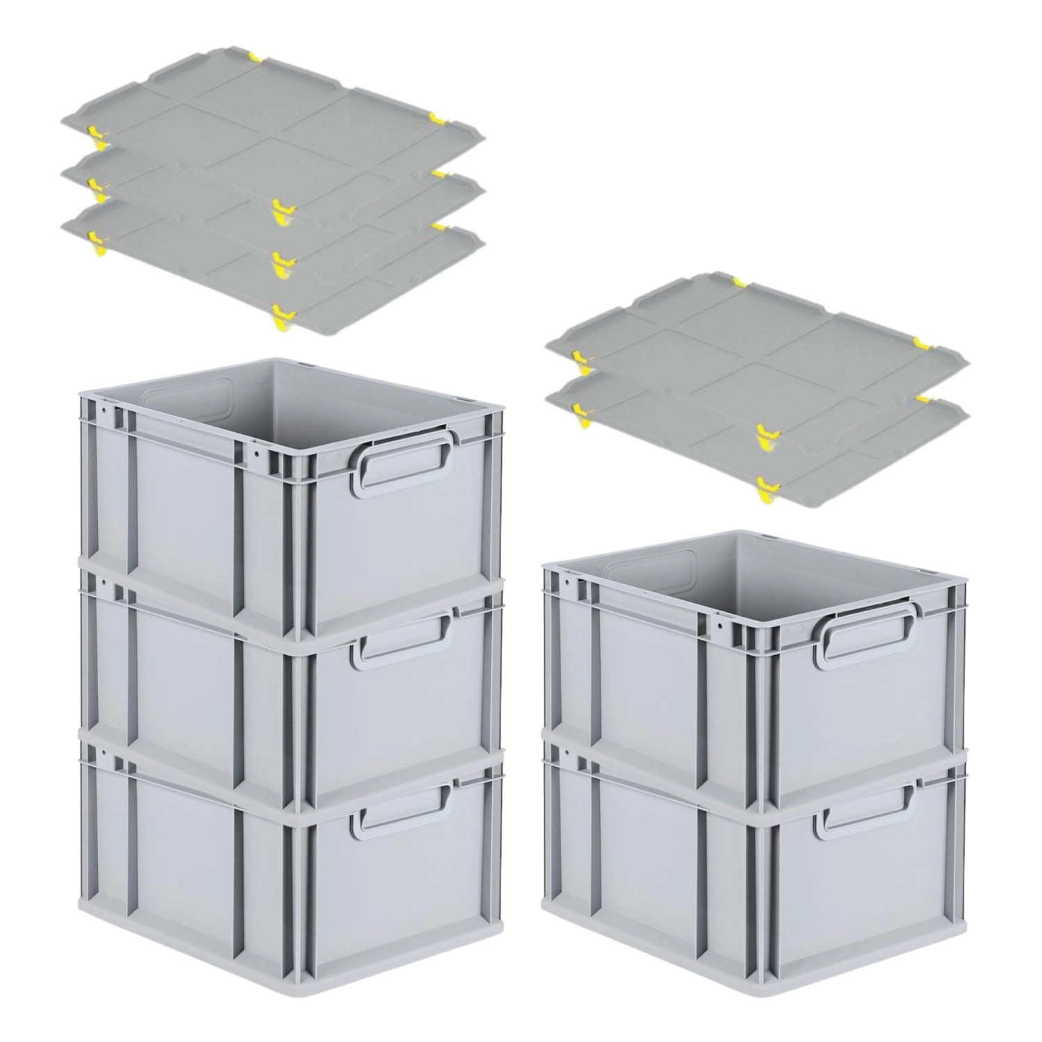 PROREGAL SparSet 5x Eurobox NextGen Grip mit Auflagedeckel mit 4 Gelben Schiebeschnappverschlüssen HxBxT 22 x 30 x 40 cm 20 Liter PROREGAL SparSet 5x Eurobox NextGen Grip mit Auflagedeckel mit 4 Gelben Schiebeschnappverschlüssen HxBxT 22 x 30 x 40 cm 20 Liter von PROREGAL