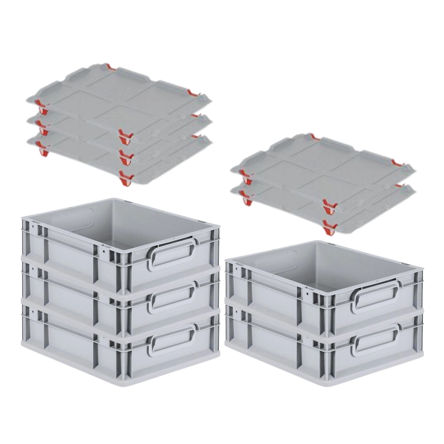 PROREGAL SparSet 5x Eurobox NextGen Grip mit Auflagedeckel mit 4 Roten Schiebeschnappverschlüssen HxBxT 12 x 30 x 40 cm 11 Liter PROREGAL SparSet 5x Eurobox NextGen Grip mit Auflagedeckel mit 4 Roten Schiebeschnappverschlüssen HxBxT 12 x 30 x 40 cm 11 Liter von PROREGAL