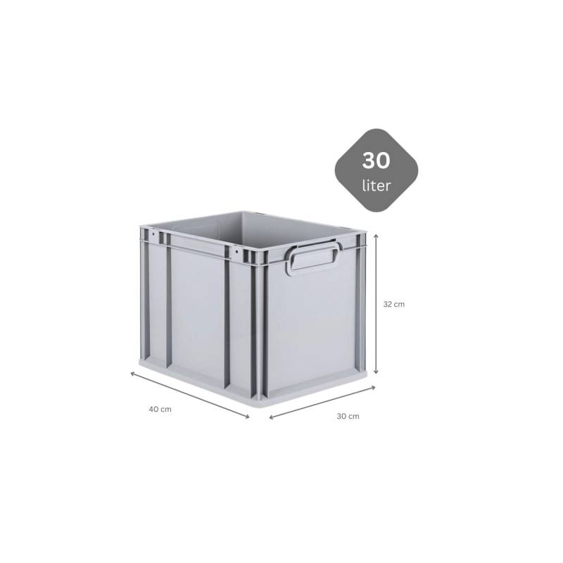 PROREGAL SparSet 5x Eurobox NextGen Grip mit Auflagedeckel mit 4 Roten Schiebeschnappverschlüssen HxBxT 32 x 30 x 40 cm 30 Liter von PROREGAL