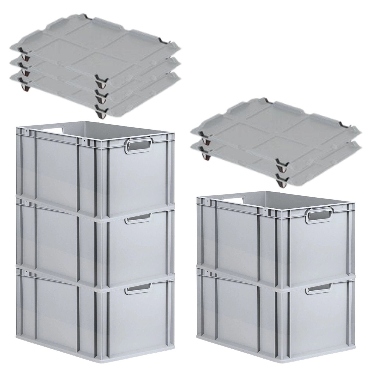 PROREGAL SparSet 5x Eurobox NextGen Grip mit Auflagedeckel mit 4 Schwarzen Schiebeschnappverschlüssen HxBxT 32 x 40 x 60 cm 65 Liter PROREGAL SparSet 5x Eurobox NextGen Grip mit Auflagedeckel mit 4 Schwarzen Schiebeschnappverschlüssen HxBxT 32 x 40 x 60 cm 65 Liter von PROREGAL