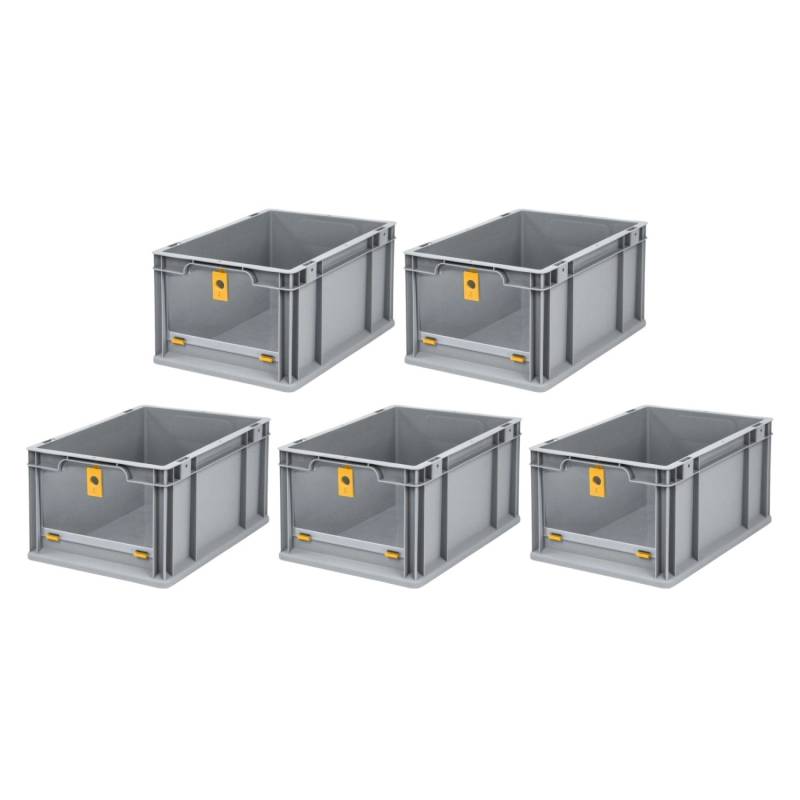 PROREGAL SparSet 5x Eurobox NextGen Insight Cover HxBxT 22 x 30 x 40 20 Liter Hoch/Gelb Eurobehälter Transportbox von PROREGAL