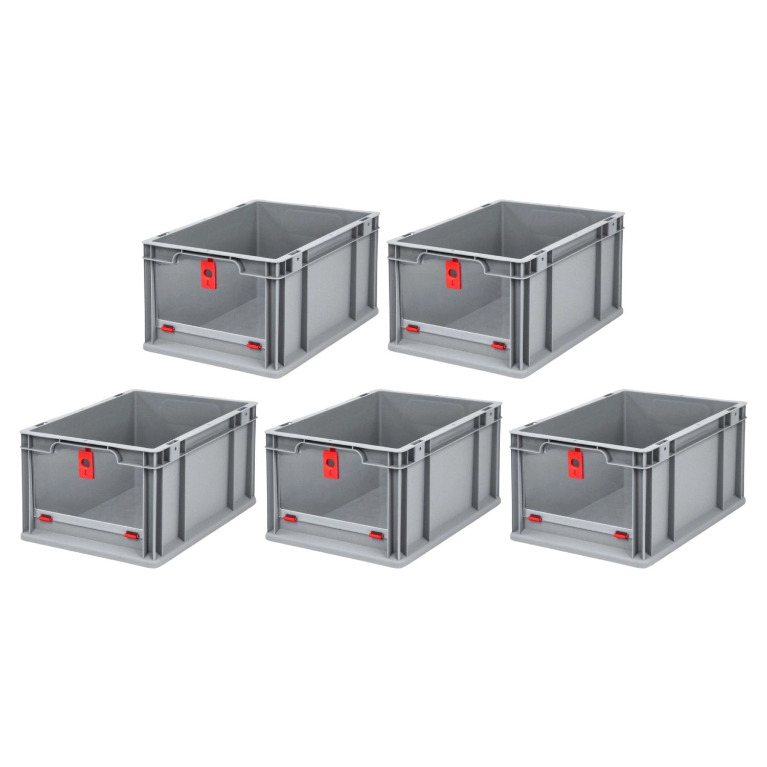 PROREGAL SparSet 5x Eurobox NextGen Insight Cover HxBxT 22 x 30 x 40 20 Liter Hoch/Rot Eurobehälter Transportbox von PROREGAL