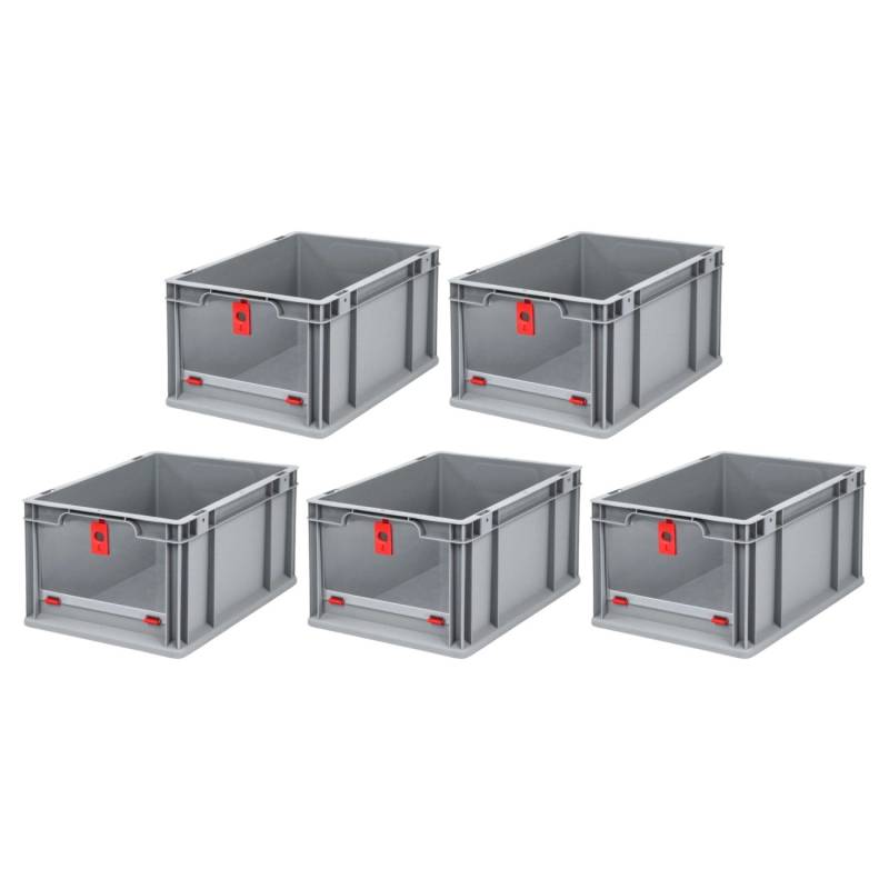 PROREGAL SparSet 5x Eurobox NextGen Insight Cover HxBxT 22 x 30 x 40 20 Liter Hoch/Rot Eurobehälter Transportbox von PROREGAL