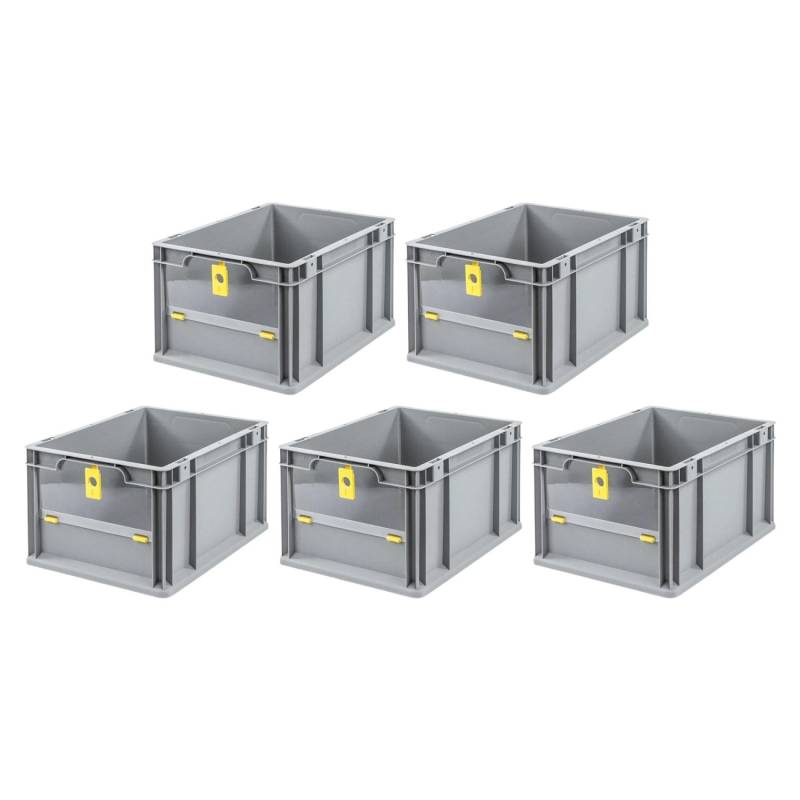 PROREGAL SparSet 5x Eurobox NextGen Insight Cover HxBxT 22 x 30 x 40 20 Liter Niedrig/Gelb Eurobehälter Transportbox von PROREGAL
