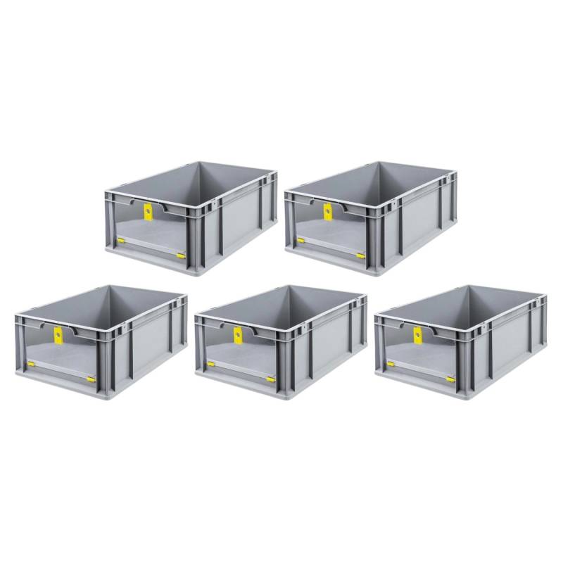 PROREGAL SparSet 5x Eurobox NextGen Insight Cover HxBxT 22 x 40 x 60 44 Liter Hoch/Gelb Eurobehälter Transportbox von PROREGAL