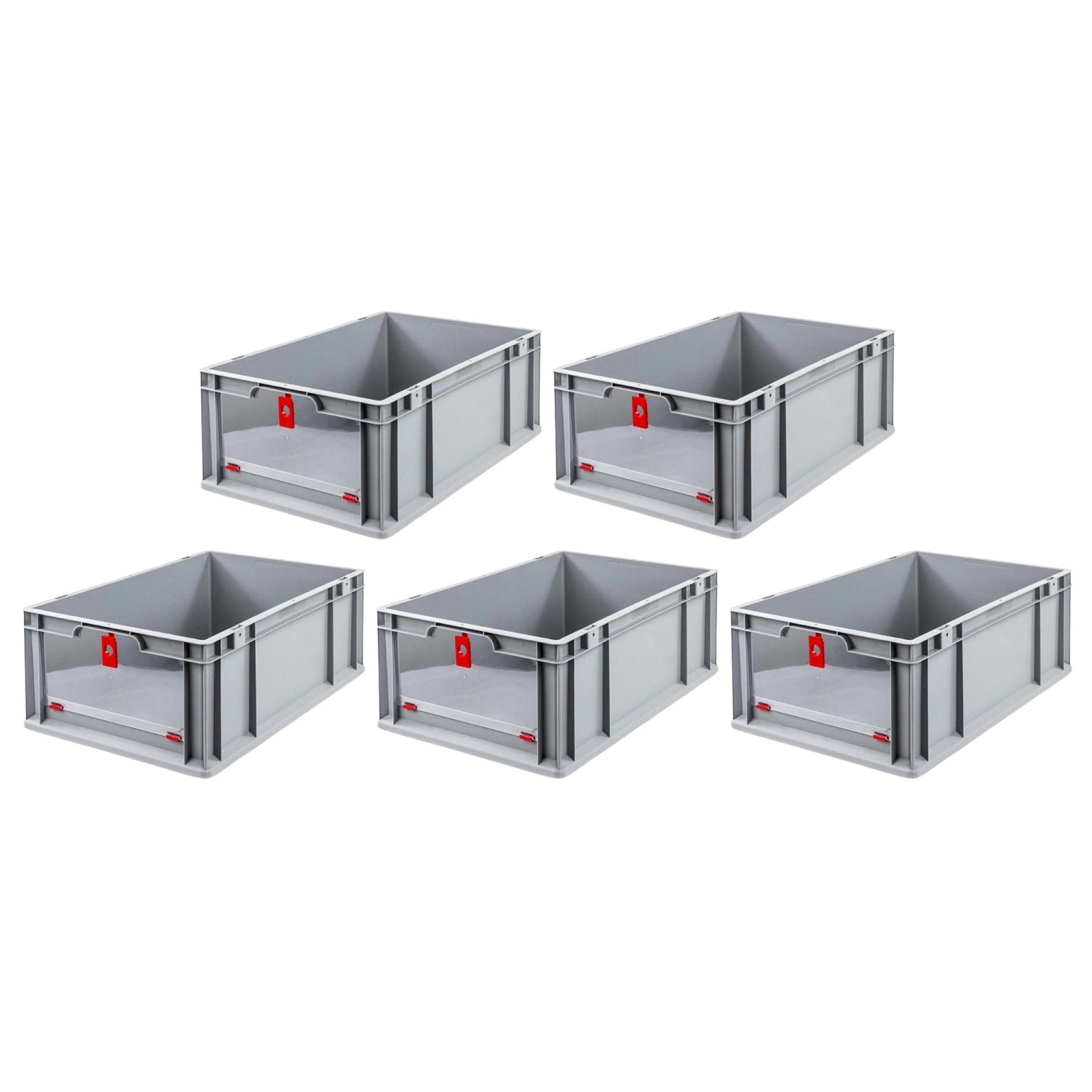 PROREGAL SparSet 5x Eurobox NextGen Insight Cover HxBxT 22 x 40 x 60 44 Liter Hoch/Rot Eurobehälter Transportbox von PROREGAL