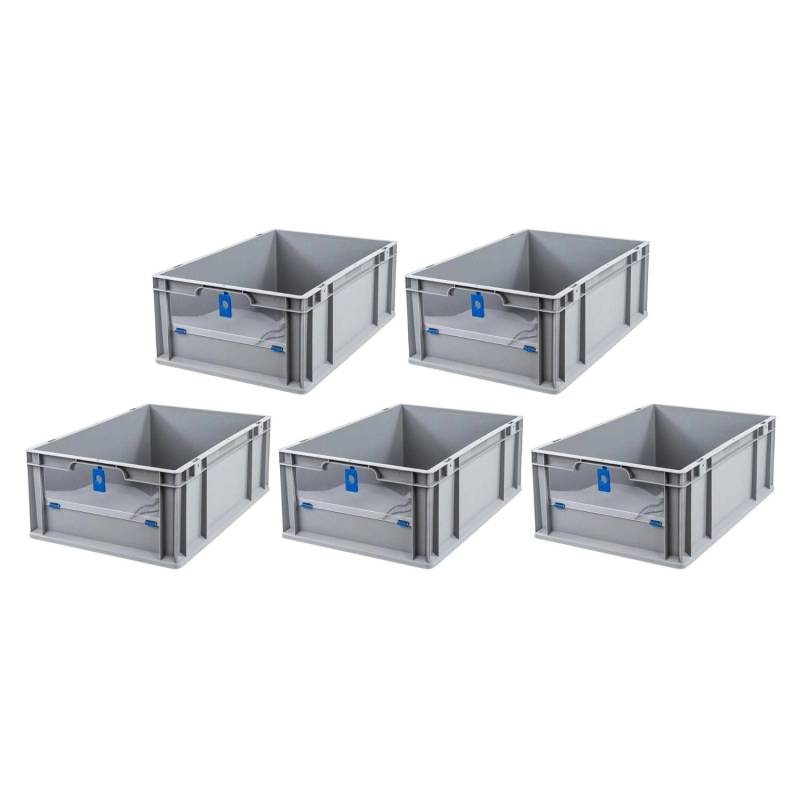 PROREGAL SparSet 5x Eurobox NextGen Insight Cover HxBxT 22 x 40 x 60 44 Liter Niedrig/Blau Eurobehälter Transportbox von PROREGAL