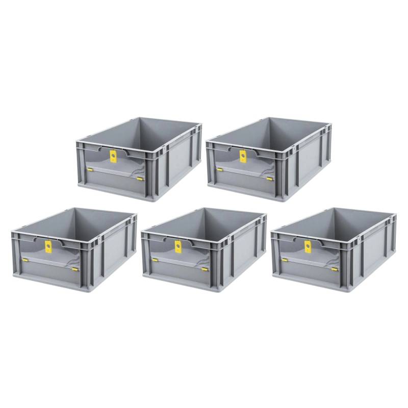 PROREGAL SparSet 5x Eurobox NextGen Insight Cover HxBxT 22 x 40 x 60 44 Liter Niedrig/Gelb Eurobehälter Transportbox von PROREGAL