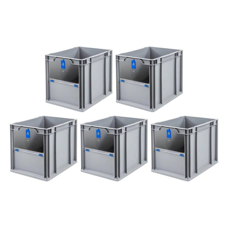 PROREGAL SparSet 5x Eurobox NextGen Insight Cover HxBxT 32 x 30 x 40 30 Liter Hoch/Blau Eurobehälter Transportbox von PROREGAL