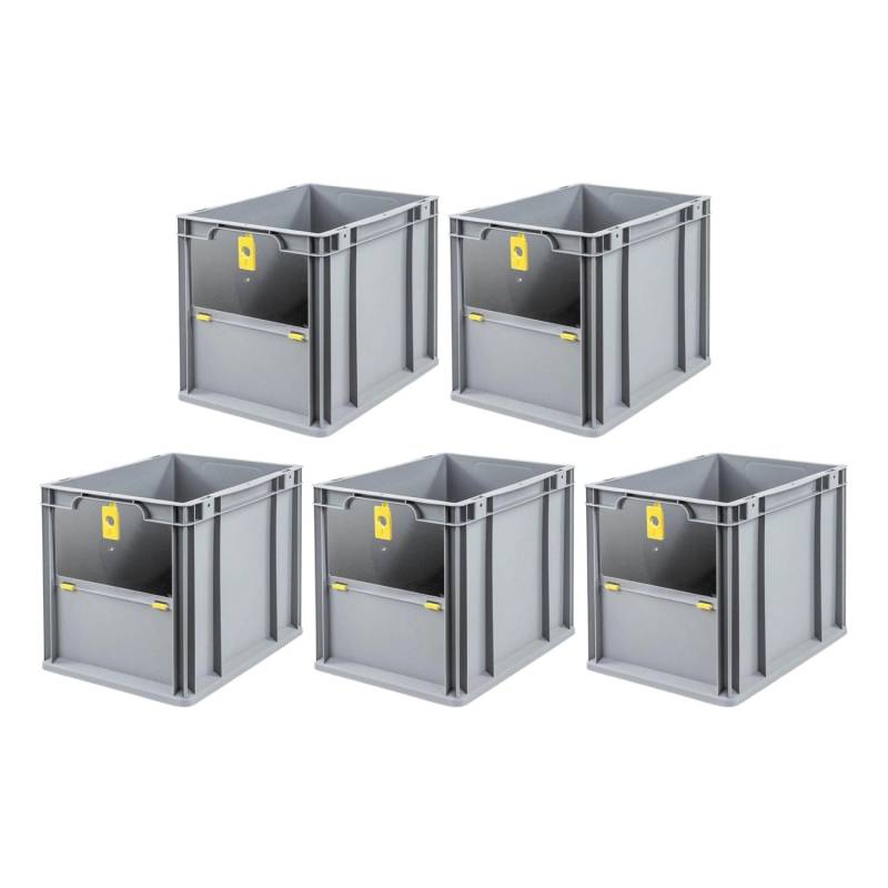 PROREGAL SparSet 5x Eurobox NextGen Insight Cover HxBxT 32 x 30 x 40 30 Liter Hoch/Gelb Eurobehälter Transportbox von PROREGAL