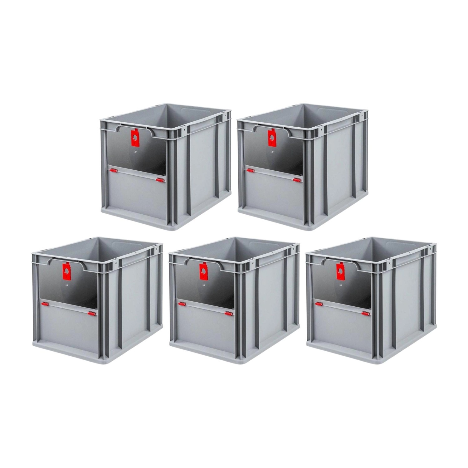 PROREGAL SparSet 5x Eurobox NextGen Insight Cover HxBxT 32 x 30 x 40 30 Liter Hoch/Rot Eurobehälter Transportbox von PROREGAL