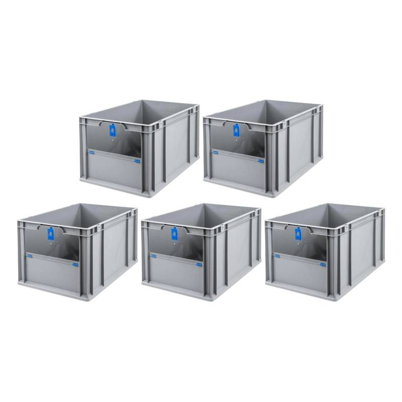 PROREGAL SparSet 5x Eurobox NextGen Insight Cover HxBxT 32 x 40 x 60 65 Liter Hoch/Blau Eurobehälter Transportbox von PROREGAL