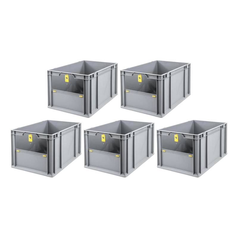 PROREGAL SparSet 5x Eurobox NextGen Insight Cover HxBxT 32 x 40 x 60 65 Liter Hoch/Gelb Eurobehälter Transportbox von PROREGAL