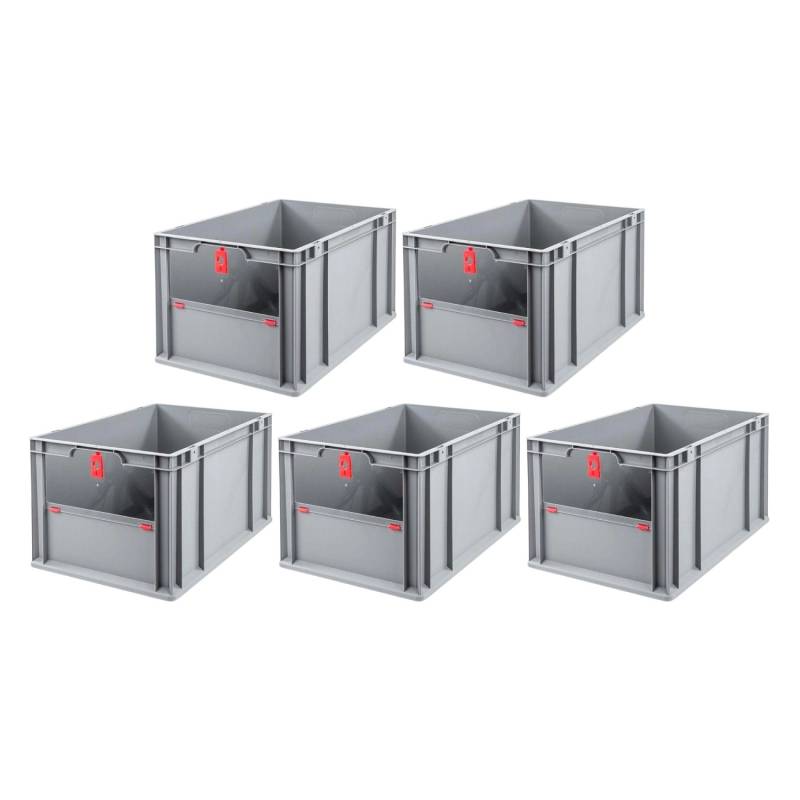 PROREGAL SparSet 5x Eurobox NextGen Insight Cover HxBxT 32 x 40 x 60 65 Liter Hoch/Rot Eurobehälter Transportbox von PROREGAL
