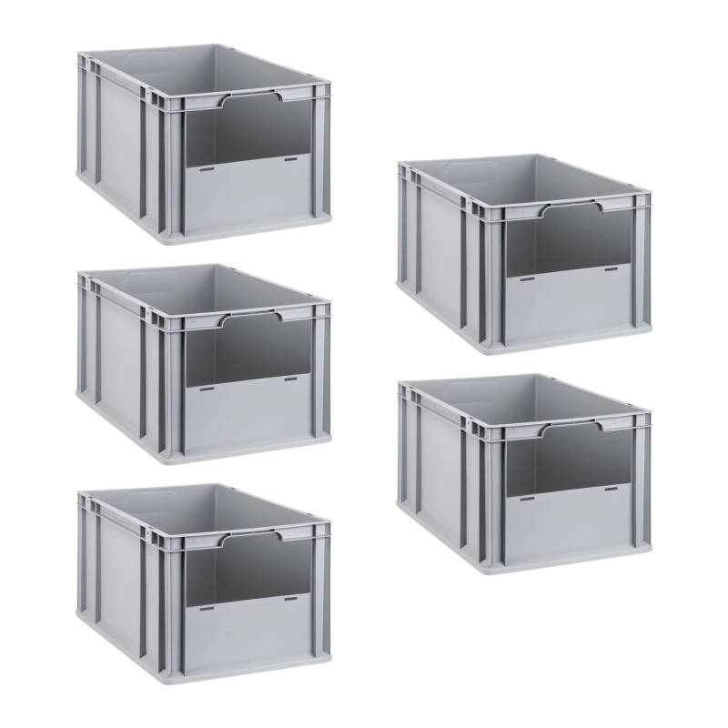 PROREGAL SparSet 5x Eurobox NextGen Insight HxBxT 32 x 40 x 60 cm 65 Liter Front Offen Eurobehälter Transportbox von PROREGAL