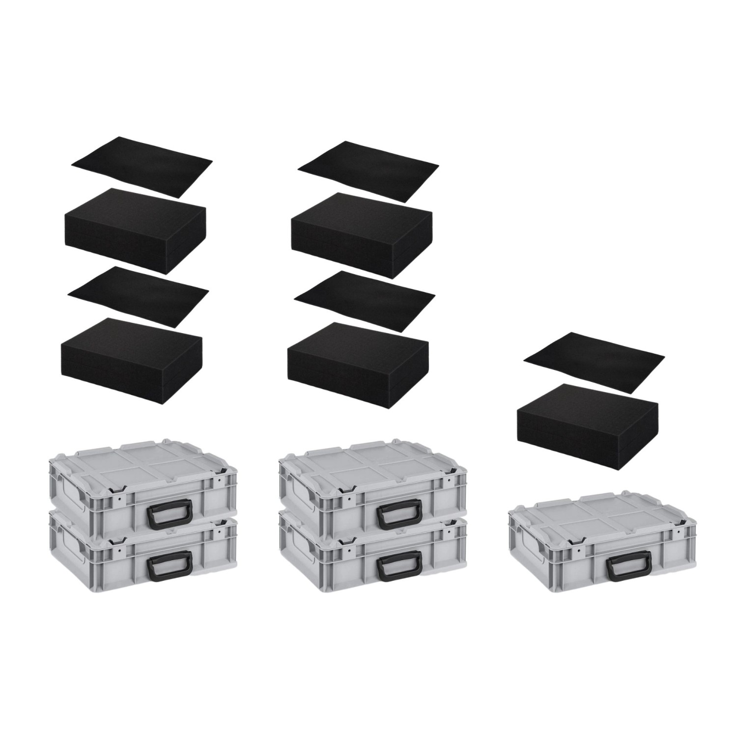 SparSet 5 x Eurobox NextGen Portable Mit Rasterschaumstoff und Schaumstoffeinlage HxBxT 13,5 x 30 x 40 cm 11 Liter Eurobehälter Transportbox SparSet 5 x Eurobox NextGen Portable Mit Rasterschaumstoff und Schaumstoffeinlage HxBxT 13,5 x 30 x 40 cm 11 Liter Eurobehälter Transportbox von PROREGAL