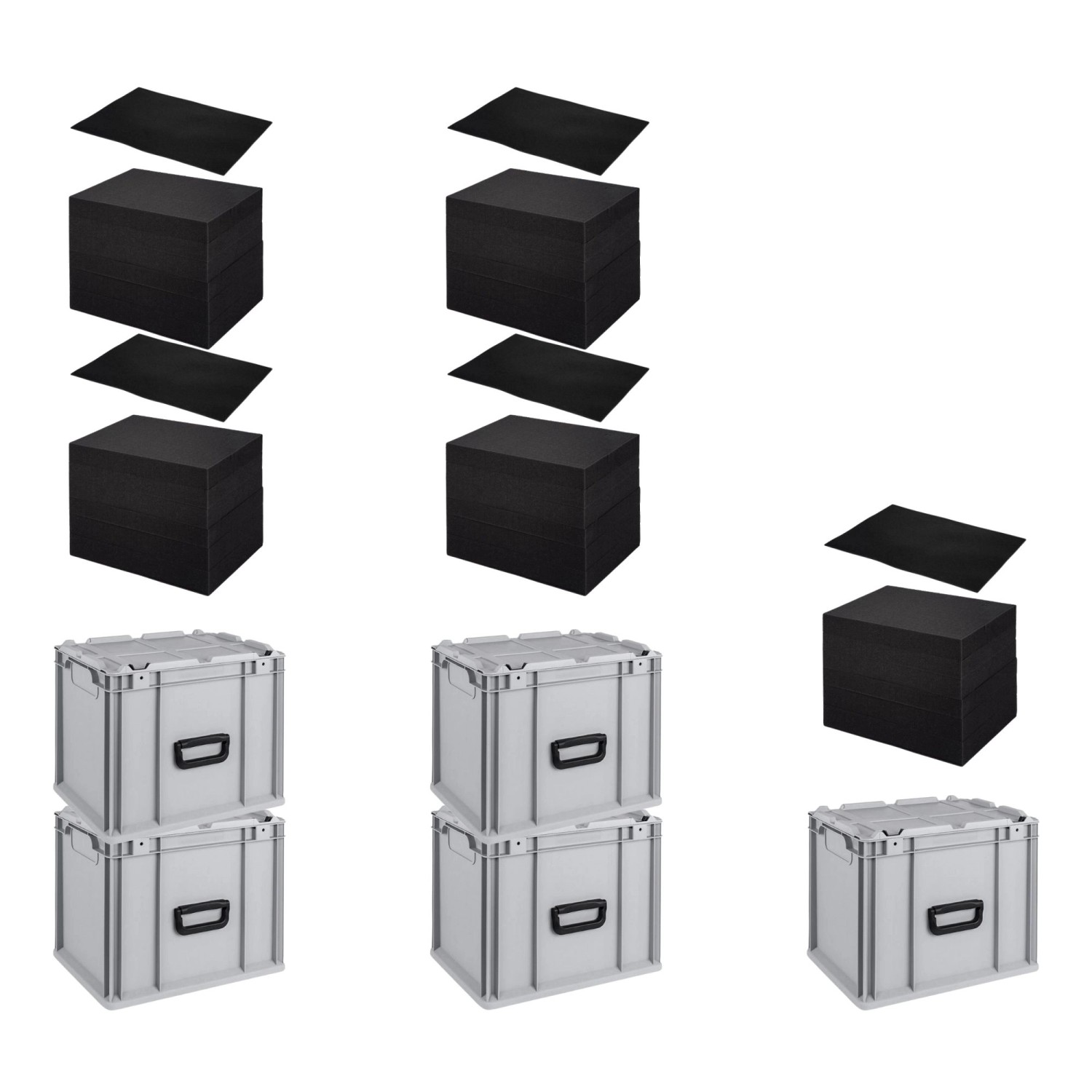 SparSet 5 x Eurobox NextGen Portable Mit Rasterschaumstoff und Schaumstoffeinlage HxBxT 33,5 x 30 x 40 cm 30 Liter Eurobehälter Transportbox von PROREGAL