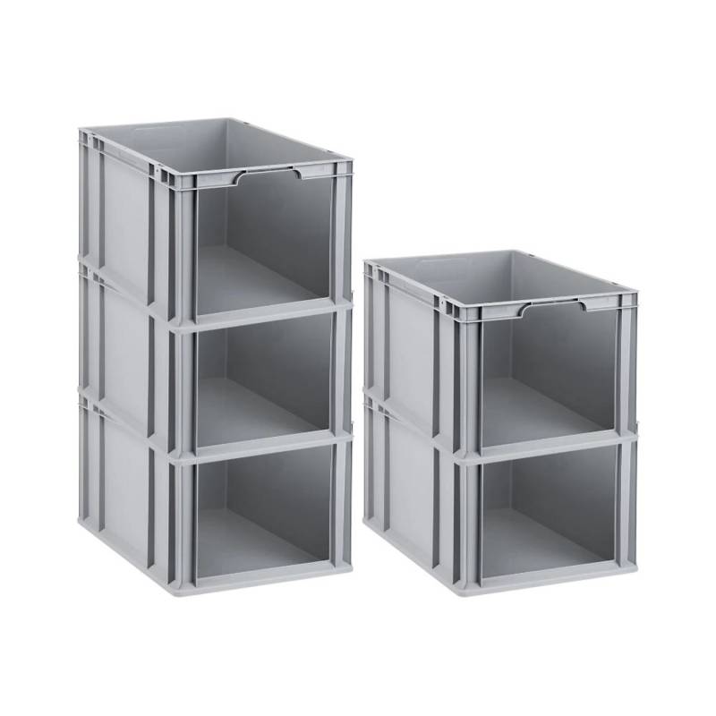 PROREGAL SparSet 5x Eurobox NextGen Store HxBxT 32 x 40 x 60 cm 65 Liter Front Offen Eurobehälter Transportbox von PROREGAL
