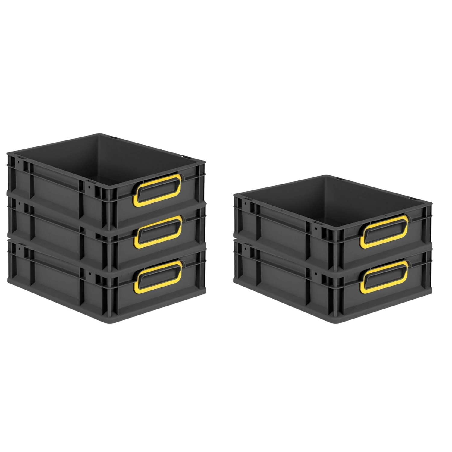 PROREGAL SparSet 5x Eurobox Nextgen Color HxBxT 12x30x40cm 11 Liter Griffe Gelb Geschlossen Schwarz Eurobehälter Transportbox Transportbehälter von PROREGAL