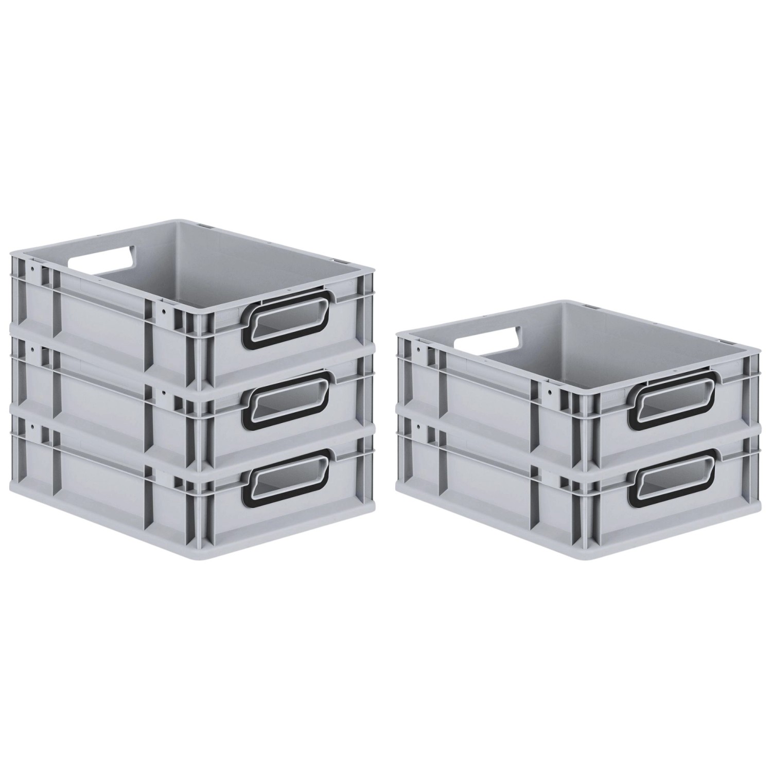 PROREGAL SparSet 5x Eurobox Nextgen Color HxBxT 12x30x40cm 11 Liter Griffe Schwarz Offen Grau Eurobehälter Transportbox Transportbehälter von PROREGAL