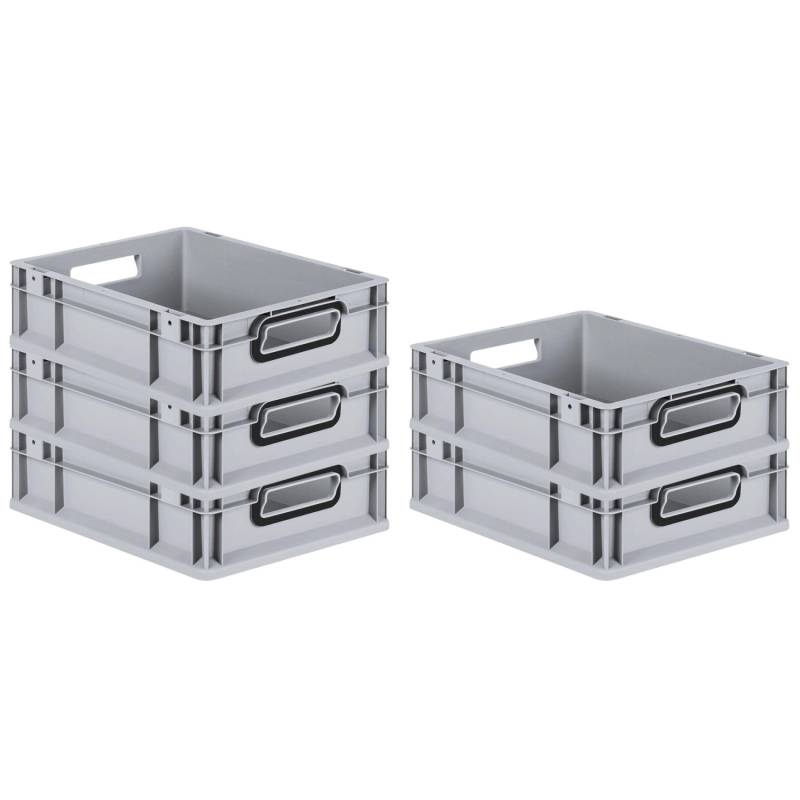 PROREGAL SparSet 5x Eurobox Nextgen Color HxBxT 12x30x40cm 11 Liter Griffe Schwarz Offen Grau Eurobehälter Transportbox Transportbehälter von PROREGAL