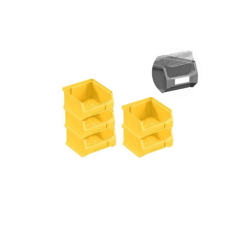 SparSet 5 x Gelbe Sichtlagerbox 1.0 Mit Abdeckung HxBxT 6 x 10 x 10 cm 0,4 Liter Sichtlagerbehälter Sichtlagerkasten von PROREGAL