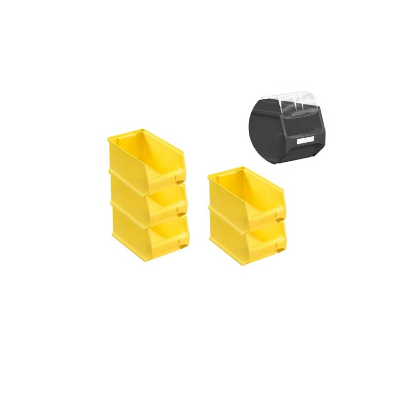 SparSet 5 x Gelbe Sichtlagerbox 3.0 Mit Abdeckung HxBxT 12,5 x 14,5 x 23,5 cm 2,8 Liter Sichtlagerbehälter Sichtlagerkasten von PROREGAL