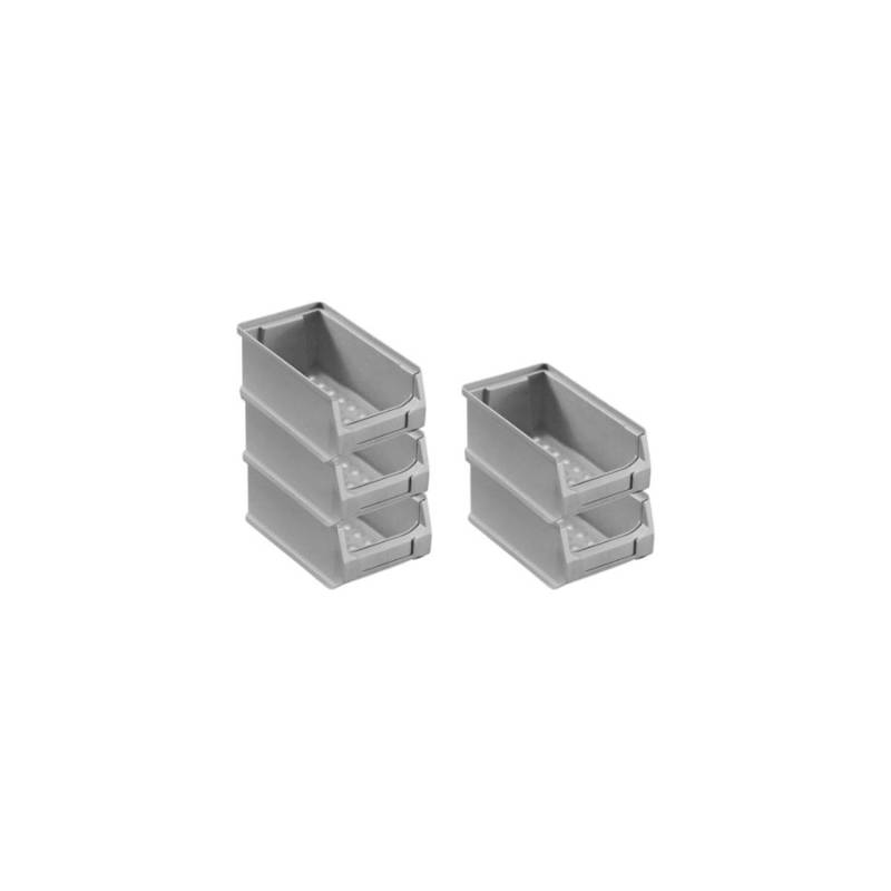 PROREGAL SparSet 5x Graue Sichtlagerbox 2,0 HxBxT 7,5 x 10 x 17,5 cm 0,8 Liter Sichtlagerbehälter von PROREGAL