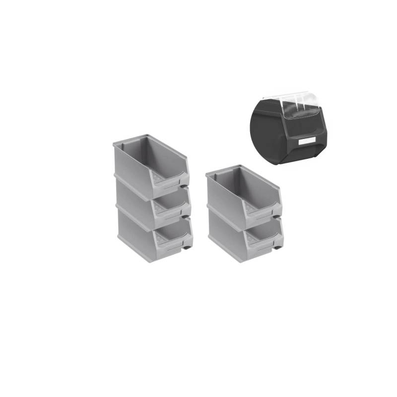 SparSet 5 x Graue Sichtlagerbox 3.0 Mit Abdeckung HxBxT 12,5 x 14,5 x 23,5 cm 2,8 Liter Sichtlagerbehälter Sichtlagerkasten von PROREGAL