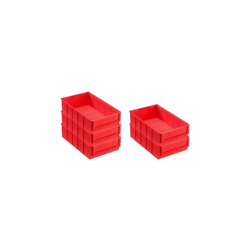 PROREGAL SparSet 5x Rote Industriebox 300 B HxBxT 8,1 x 18,3 x 30 cm 3,4 Liter Sortimentskasten von PROREGAL