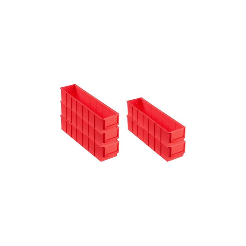 PROREGAL SparSet 5x Rote Industriebox 400 S HxBxT 8,1 x 9,1 x 40 cm 22 Liter Sortimentskasten von PROREGAL