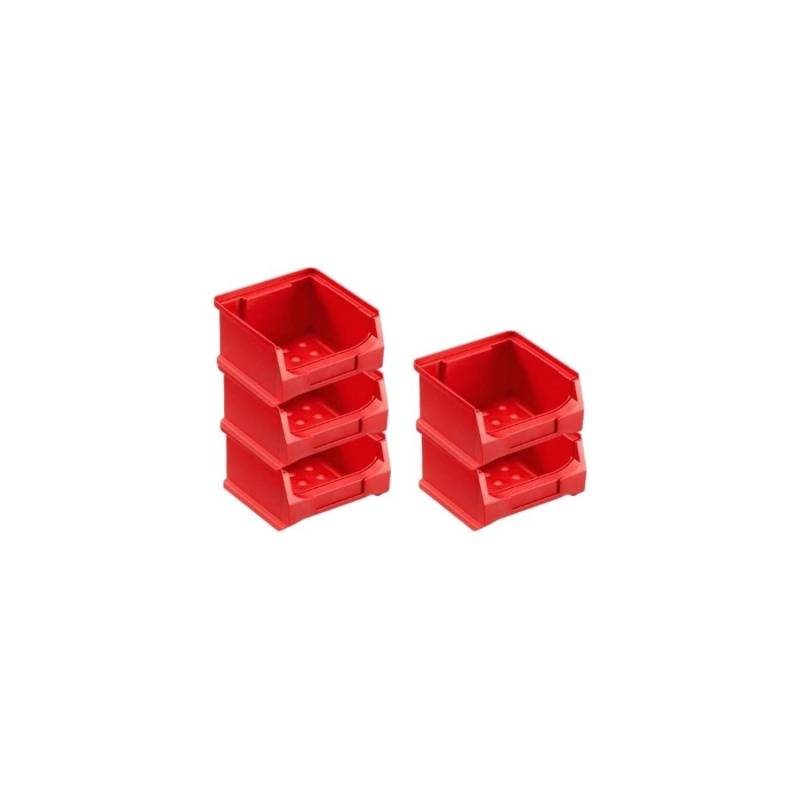 PROREGAL SparSet 5x Rote Sichtlagerbox 1,0 HxBxT 6 x 10 x 10 cm 0,4 Liter Sichtlagerbehälter von PROREGAL