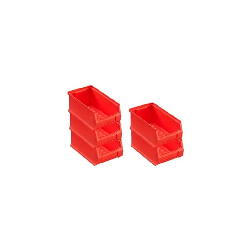 PROREGAL SparSet 5x Rote Sichtlagerbox 2,0 HxBxT 7,5 x 10 x 17,5 cm 0,8 Liter Sichtlagerbehälter von PROREGAL