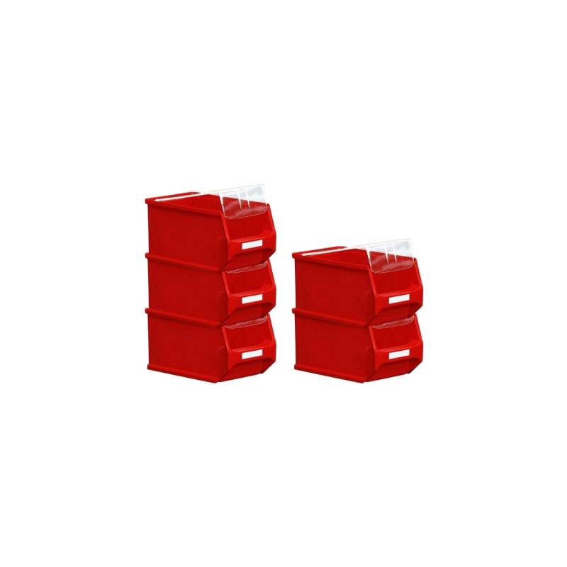 SparSet 5 x Rote Sichtlagerbox 3.0 Mit Abdeckung HxBxT 12,5 x 14,5 x 23,5 cm 2,8 Liter Sichtlagerbehälter Sichtlagerkasten von PROREGAL