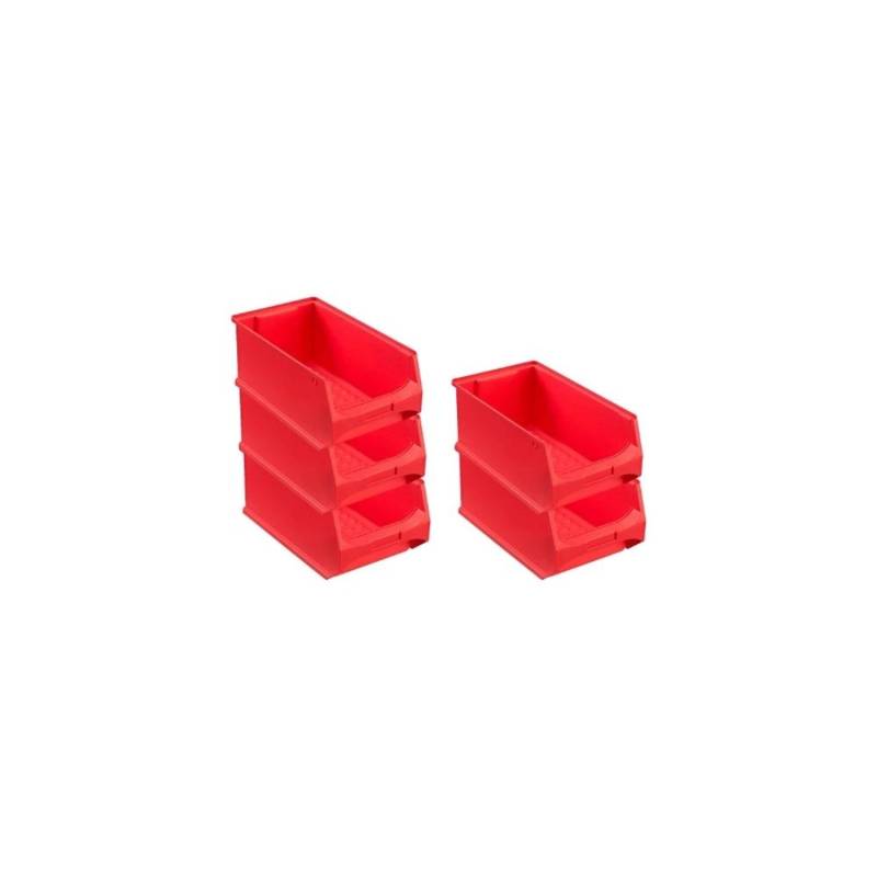 PROREGAL SparSet 5x Rote Sichtlagerbox 4,0 HxBxT 15 x 20 x 35 cm 7,2 Liter Sichtlagerbehälter von PROREGAL