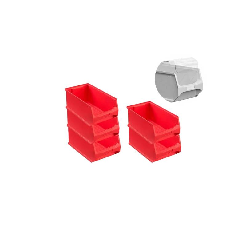 SparSet 5 x Rote Sichtlagerbox 4.0 Mit Abdeckung HxBxT 15 x 20 x 35 cm 7,2 Liter Sichtlagerbehälter Sichtlagerkasten von PROREGAL