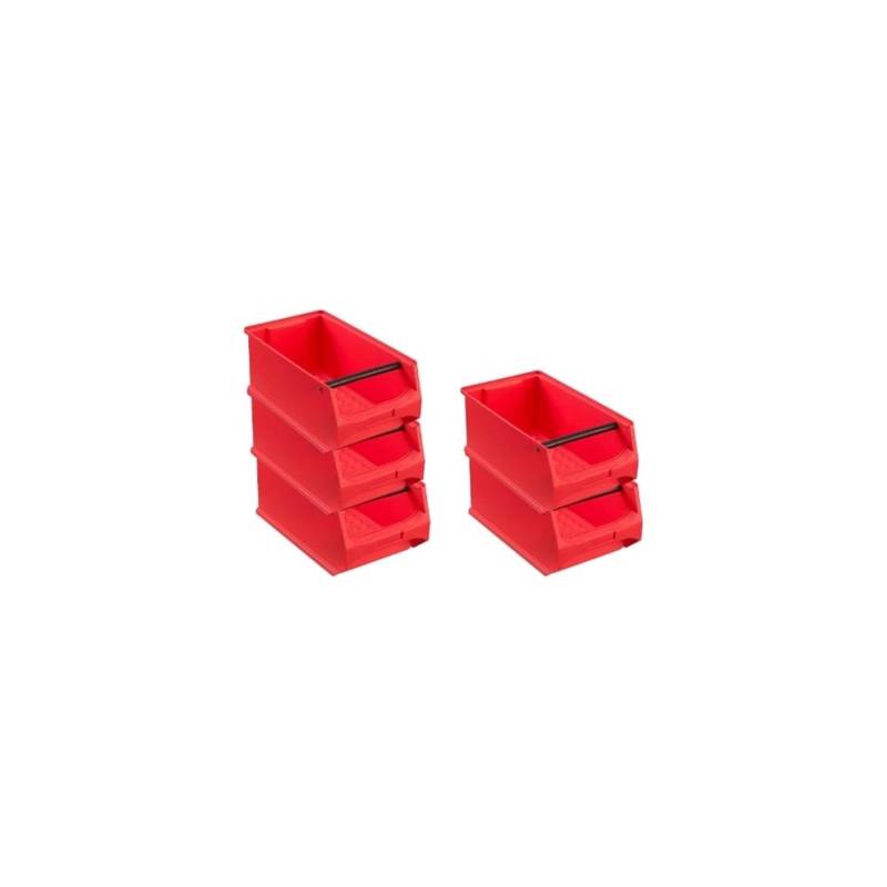 PROREGAL SparSet 5x Rote Sichtlagerbox 4,1 mit Griffstange HxBxT 15 x 20 x 35 cm 7,2 Liter Sichtlagerbehälter von PROREGAL
