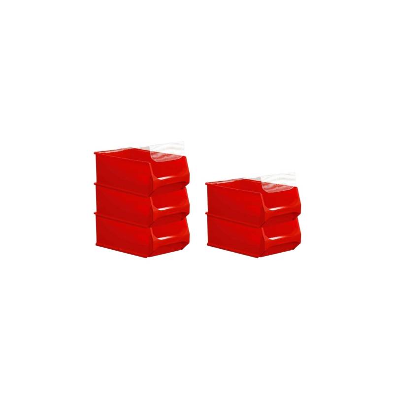 SparSet 5 x Rote Sichtlagerbox 5.0 Mit Abdeckung HxBxT 20 x 30 x 50 cm 21,8 Liter Sichtlagerbehälter Sichtlagerkasten von PROREGAL