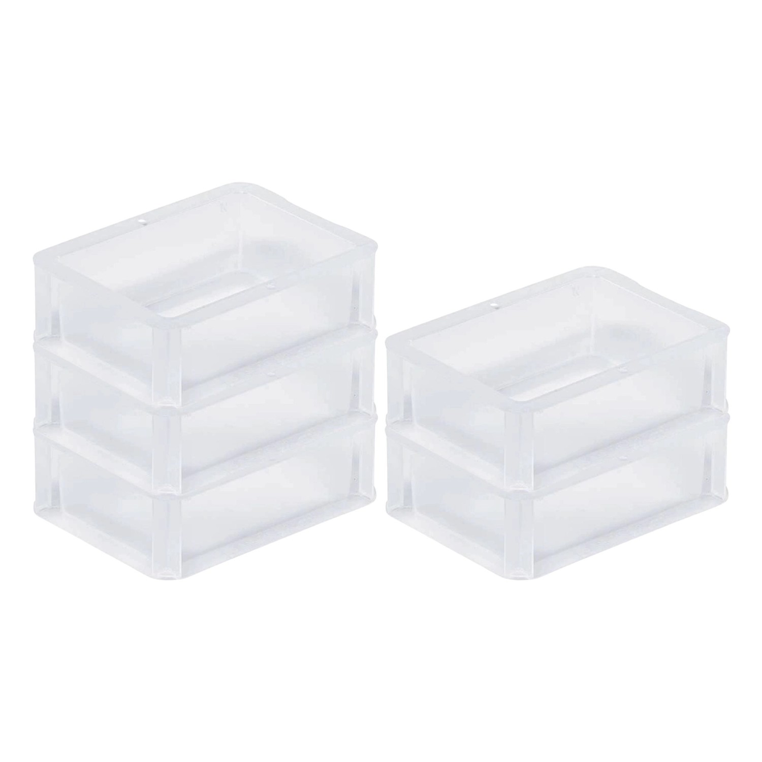 SparSet 5 x Transparenter Eurobehälter BasicLine Mit Geschlossenem Griff HxBxT 7 x 15 x 20 cm 1,3 Liter Eurobox Transportbox von PROREGAL