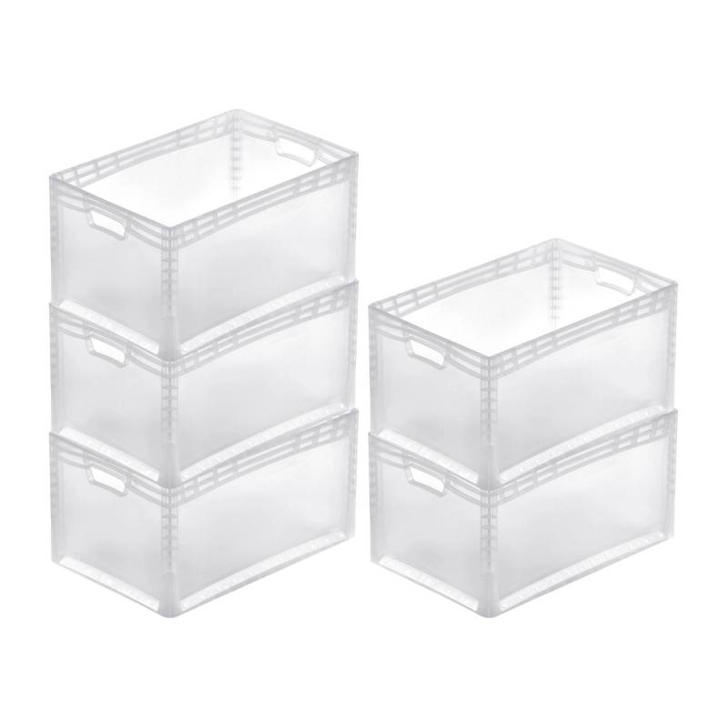 PROREGAL SparSet 5x Transparenter Eurobehälter LightLine mit Offenem Griff  HxBxT 32 x 40 x 60 cm 66 Liter Eurobox Transportbox von PROREGAL