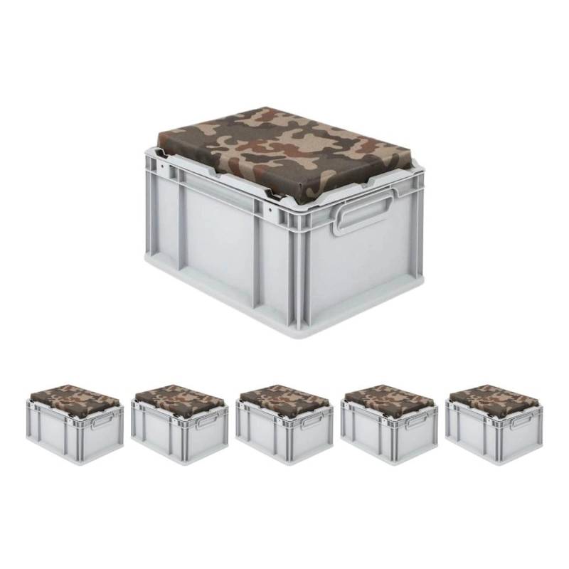 SparSet 6 x Eurobox NextGen Seat Box Camouflage HxBxT 26,5 x 30 x 40 cm 20 Liter Griffe Geschlossen Eurobehälter Sitzbox Transportbox von PROREGAL
