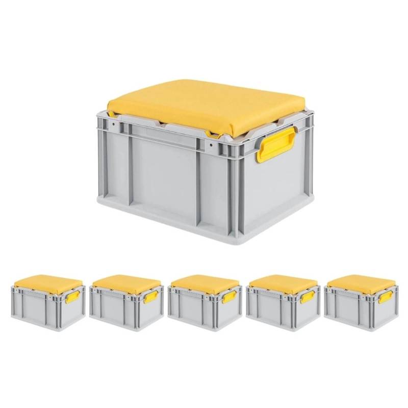 SparSet 6 x Eurobox NextGen Seat Box Gelb HxBxT 26,5 x 30 x 40 cm 20 Liter Griffe Geschlossen Eurobehälter Sitzbox Transportbox von PROREGAL