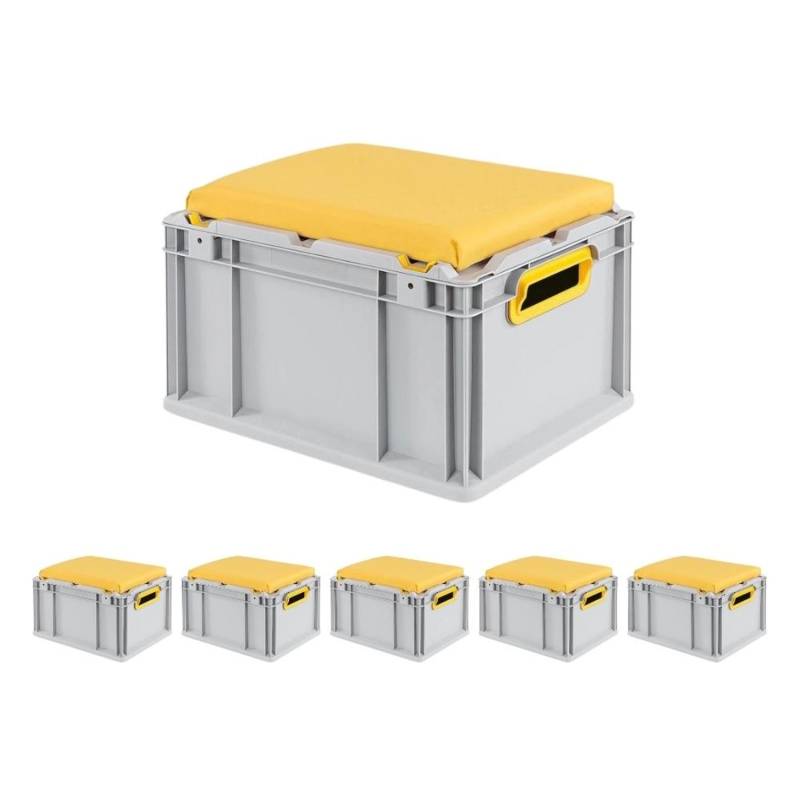 SparSet 6 x Eurobox NextGen Seat Box Gelb HxBxT 26,5 x 30 x 40 cm 20 Liter Griffe Offen Eurobehälter Sitzbox Transportbox von PROREGAL