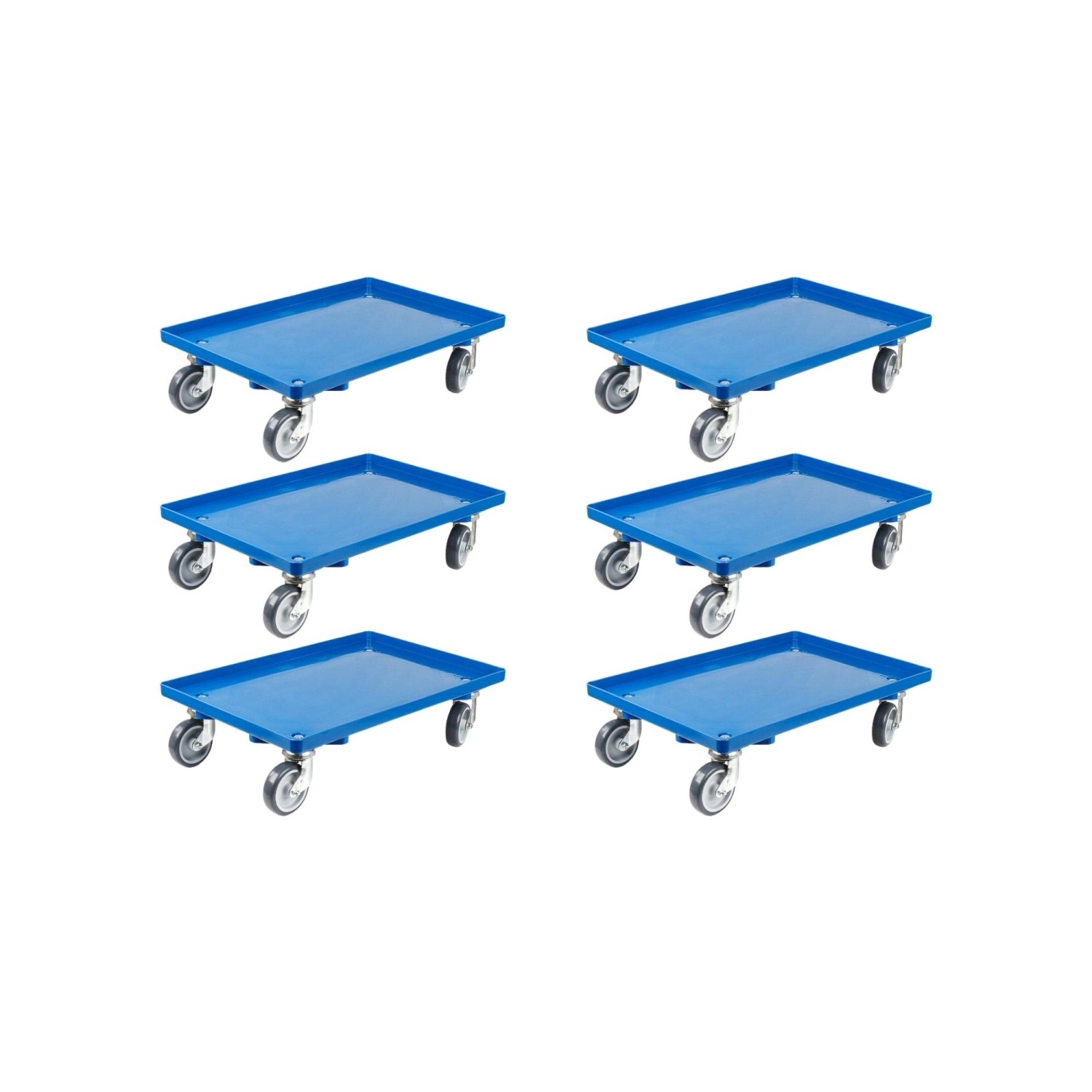 PROREGAL SparSet 6x Transportroller für Euroboxen 60 x 40 cm mit Gummiräder Blau Geschlossenes Deck 2 Lenkrollen und 2 Bremsrollen Traglast 300 kg PROREGAL SparSet 6x Transportroller für Euroboxen 60 x 40 cm mit Gummiräder Blau Geschlossenes Deck 2 Lenkrollen und 2 Bremsrollen Traglast 300 kg von PROREGAL