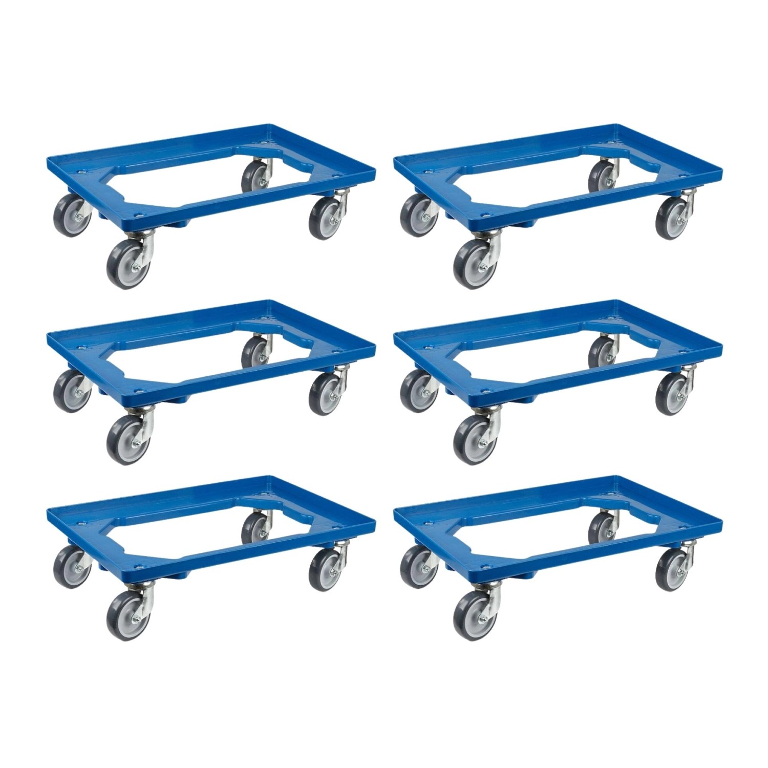 PROREGAL SparSet 6x Transportroller für Euroboxen 60 x 40 cm mit Gummiräder Blau Offenes Deck 2 Lenkrollen und 2 Bremsrollen Traglast 300 kg PROREGAL SparSet 6x Transportroller für Euroboxen 60 x 40 cm mit Gummiräder Blau Offenes Deck 2 Lenkrollen und 2 Bremsrollen Traglast 300 kg von PROREGAL