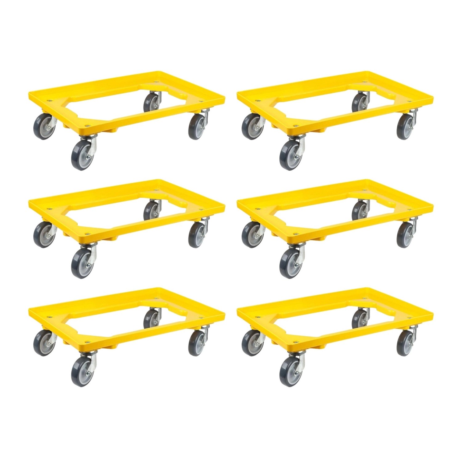 PROREGAL SparSet 6x Transportroller für Euroboxen 60 x 40 cm mit Gummiräder Gelb Offenes Deck 2 Lenkrollen und 2 Bremsrollen Traglast 300 kg PROREGAL SparSet 6x Transportroller für Euroboxen 60 x 40 cm mit Gummiräder Gelb Offenes Deck 2 Lenkrollen und 2 Bremsrollen Traglast 300 kg von PROREGAL