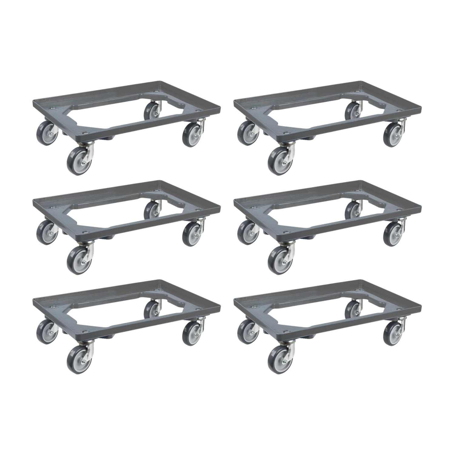 PROREGAL SparSet 6x Transportroller für Euroboxen 60 x 40 cm mit Gummiräder Grau Offenes Deck 2 Lenkrollen und 2 Bockrollen Traglast 300 kg PROREGAL SparSet 6x Transportroller für Euroboxen 60 x 40 cm mit Gummiräder Grau Offenes Deck 2 Lenkrollen und 2 Bockrollen Traglast 300 kg von PROREGAL