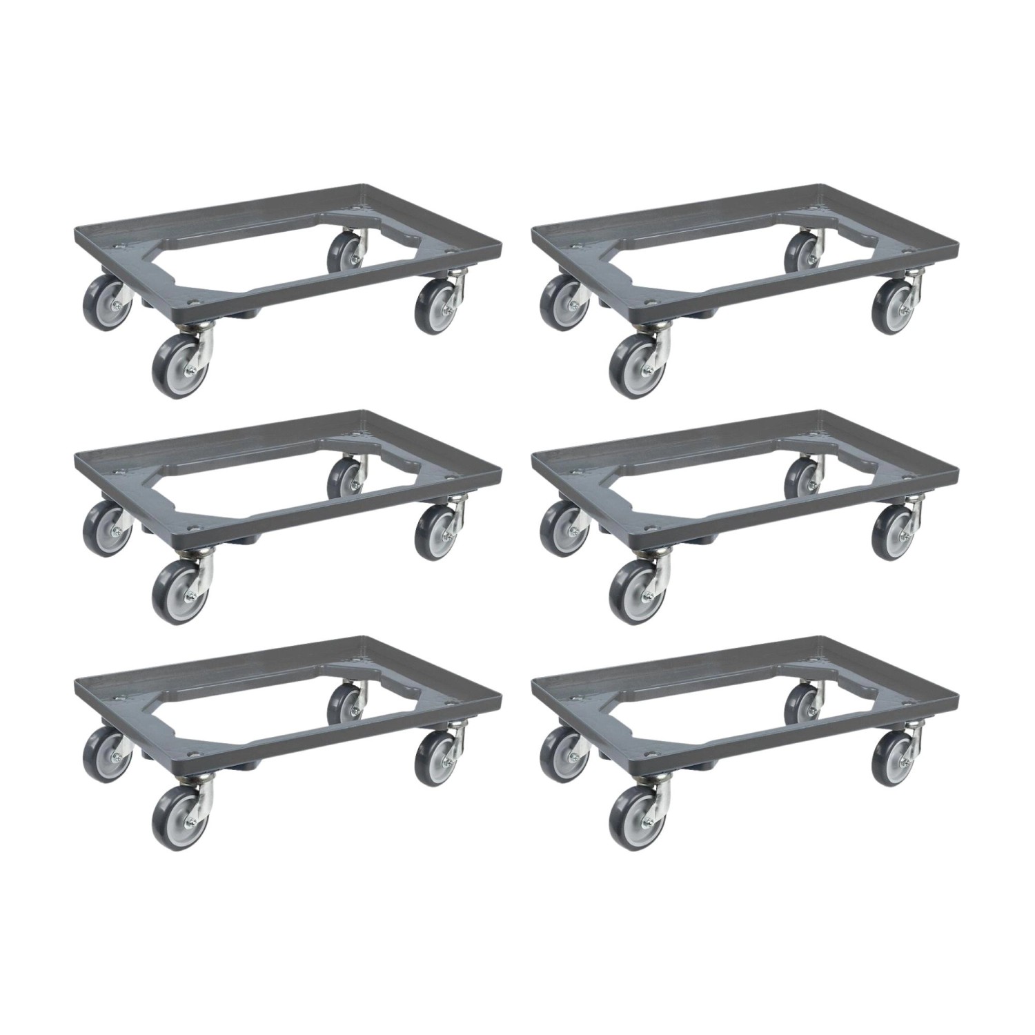 PROREGAL SparSet 6x Transportroller für Euroboxen 60 x 40 cm mit Gummiräder Grau Offenes Deck 2 Lenkrollen und 2 Bremsrollen Traglast 300 kg PROREGAL SparSet 6x Transportroller für Euroboxen 60 x 40 cm mit Gummiräder Grau Offenes Deck 2 Lenkrollen und 2 Bremsrollen Traglast 300 kg von PROREGAL