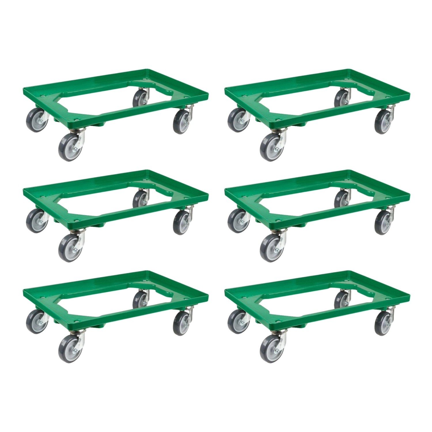 PROREGAL SparSet 6x Transportroller für Euroboxen 60 x 40 cm mit Gummiräder Grün Offenes Deck 2 Lenkrollen und 2 Bremsrollen Traglast 300 kg PROREGAL SparSet 6x Transportroller für Euroboxen 60 x 40 cm mit Gummiräder Grün Offenes Deck 2 Lenkrollen und 2 Bremsrollen Traglast 300 kg von PROREGAL