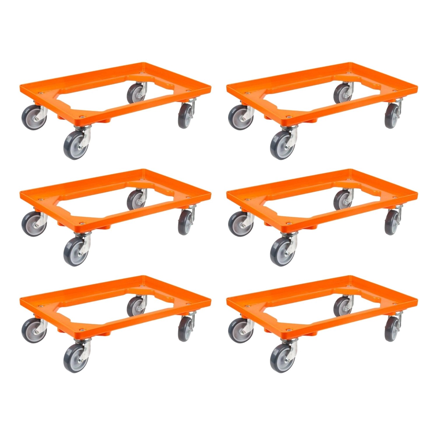 PROREGAL SparSet 6x Transportroller für Euroboxen 60 x 40 cm mit Gummiräder Orange Offenes Deck 2 Lenkrollen und 2 Bremsrollen Traglast 300 kg PROREGAL SparSet 6x Transportroller für Euroboxen 60 x 40 cm mit Gummiräder Orange Offenes Deck 2 Lenkrollen und 2 Bremsrollen Traglast 300 kg von PROREGAL